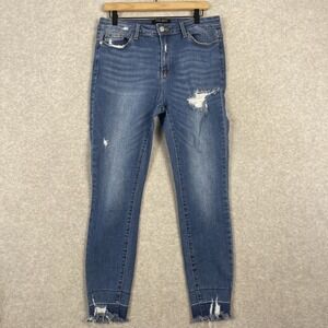 Judy Blue High‎ Rise Skinny Jeans Medium Wash Womens Size 15/32 Distressed